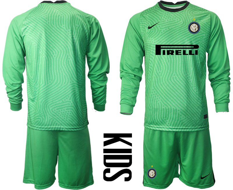 2021 Internazionale green goalkeeper long sleeve youth soccer jerseys